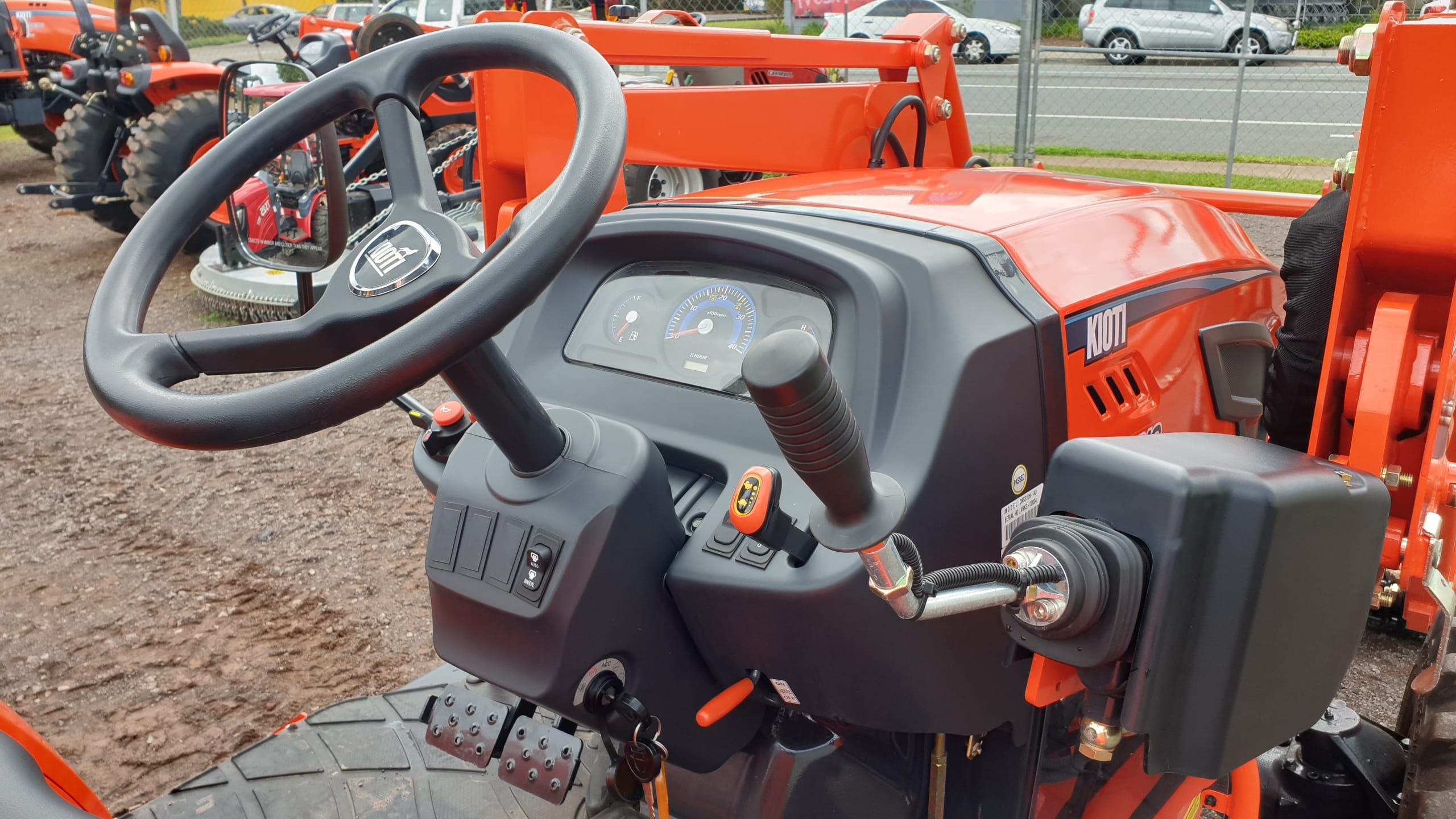 Kioti DK series loader controls with all in one joystick lever